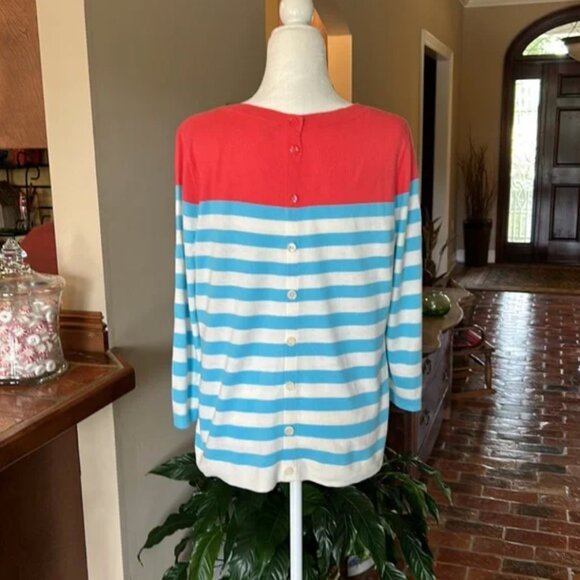Talbots stripped 3/4 sleeve sweater szL - Picture 5 of 10